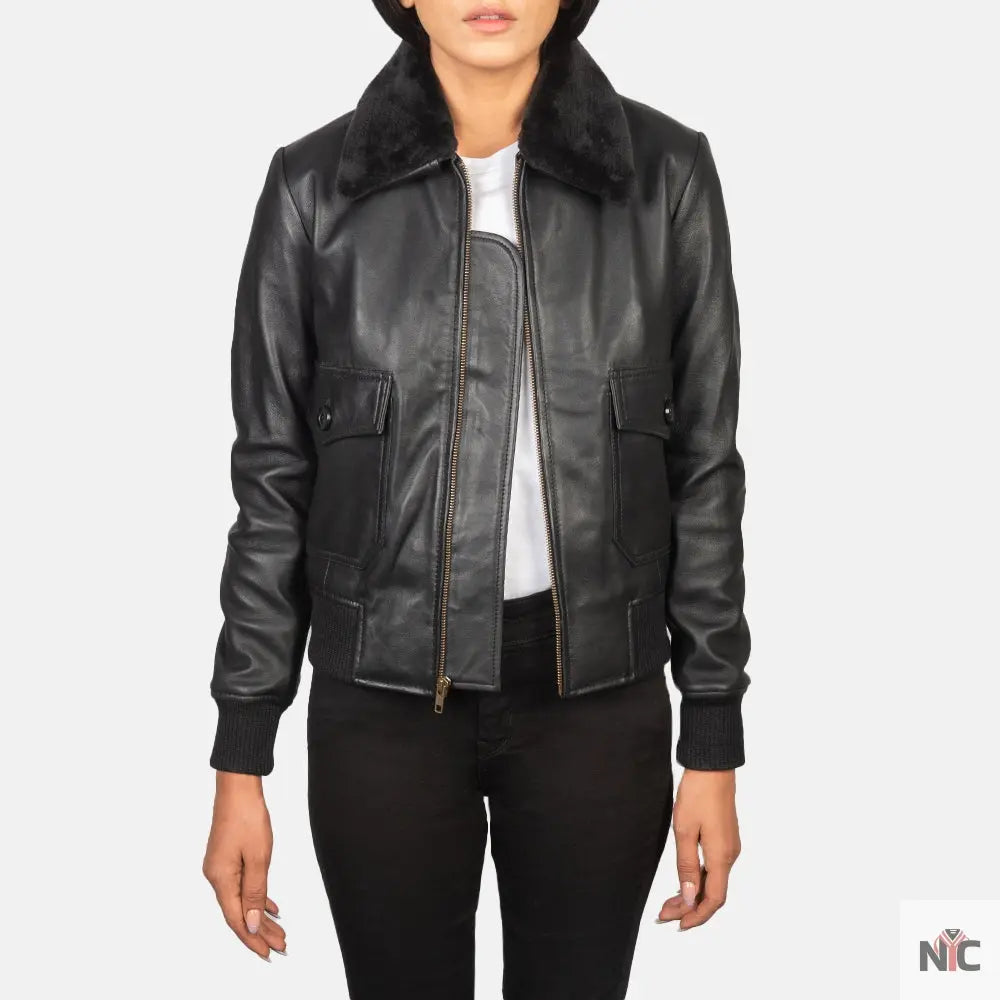 Stella G-1 Black Leather Bomber Jacket USA Jackets