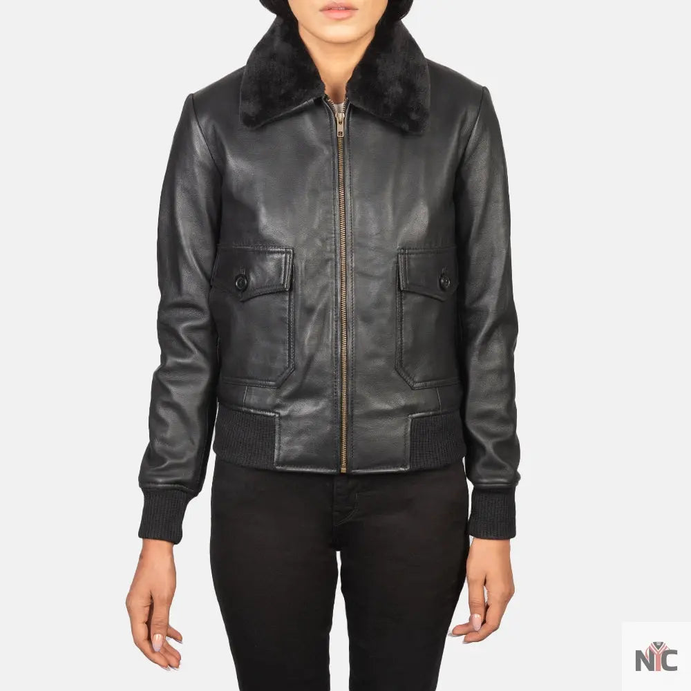Stella G-1 Black Leather Bomber Jacket USA Jackets