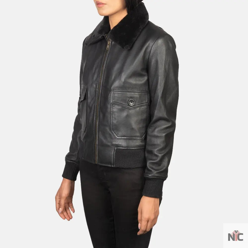Stella G-1 Black Leather Bomber Jacket USA Jackets