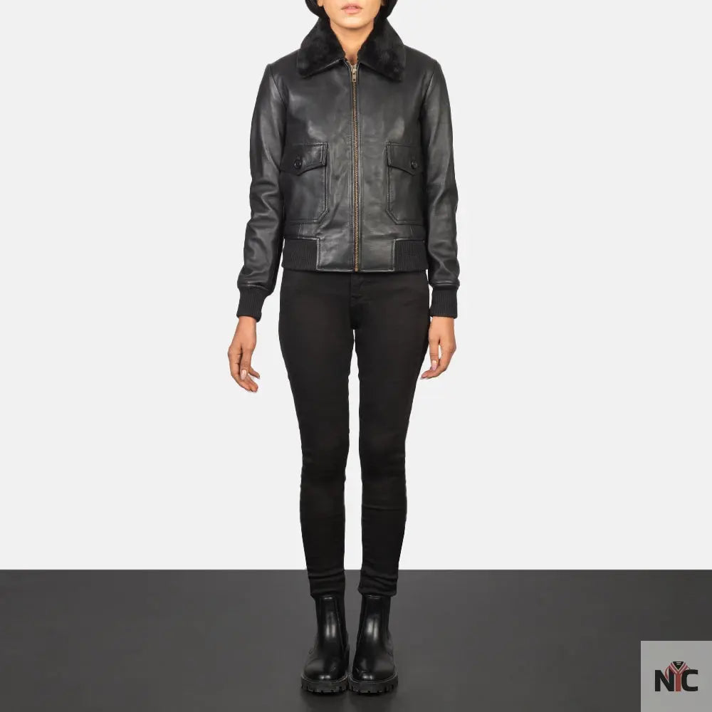 Stella G-1 Black Leather Bomber Jacket USA Jackets