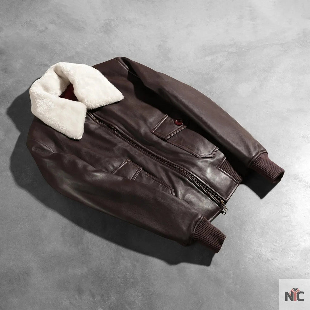 Stella G-1 Maroon Leather Bomber Jacket USA Jackets