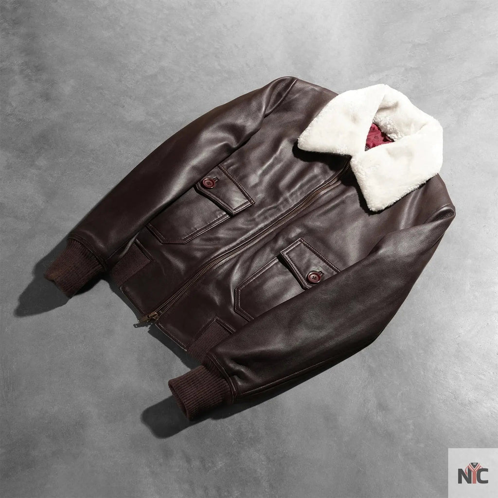 Stella G-1 Maroon Leather Bomber Jacket USA Jackets