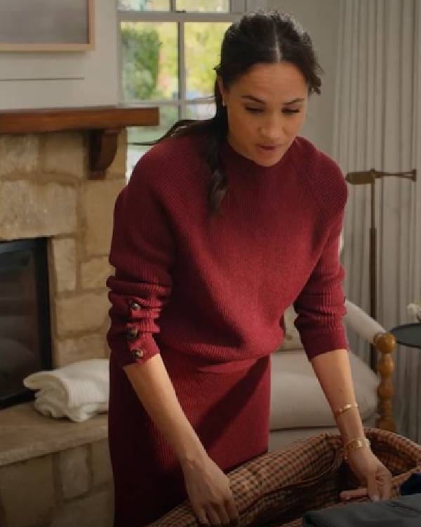 With Love Meghan S02 Meghan Markle Burgundy Jumper USA Jackets