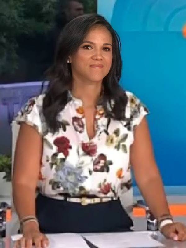The Today Show Laura Jarrett White Floral Silk Top USA Jackets