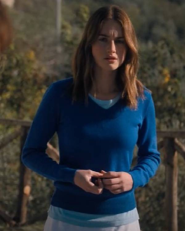 The Twisted Tale of Amanda Knox Grace Van Patten Blue Sweater USA Jackets