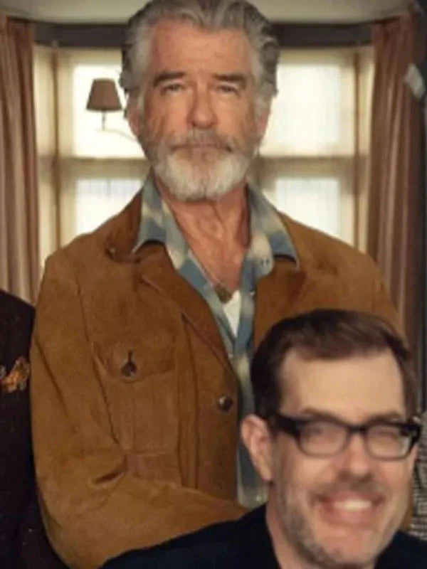 The Thursday Murder Club Pierce Brosnan Suede Leather Jacket USA Jackets
