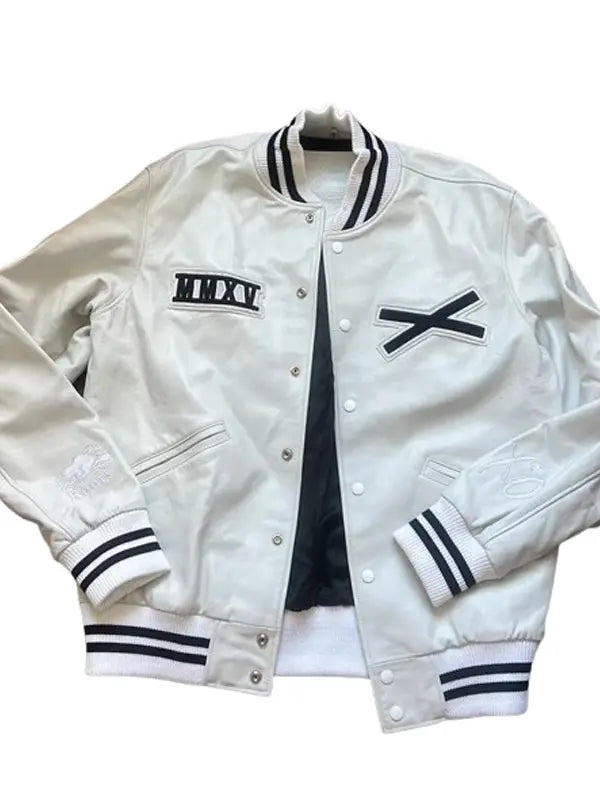 The Weeknd White Leather Varsity Jacket USA Jackets