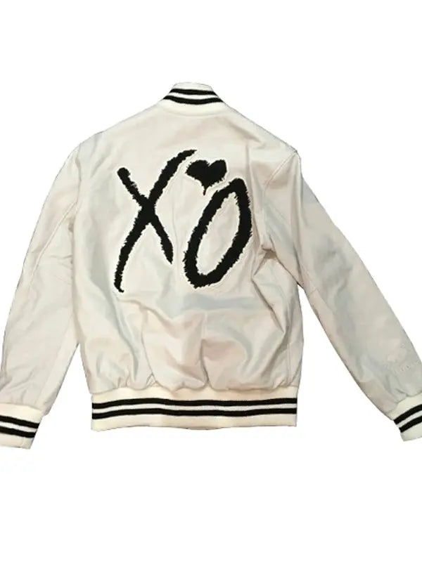 The Weeknd White Leather Varsity Jacket USA Jackets