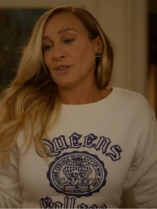 Sarah Jessica Parker Crewneck Queens College Sweatshirt USA Jackets