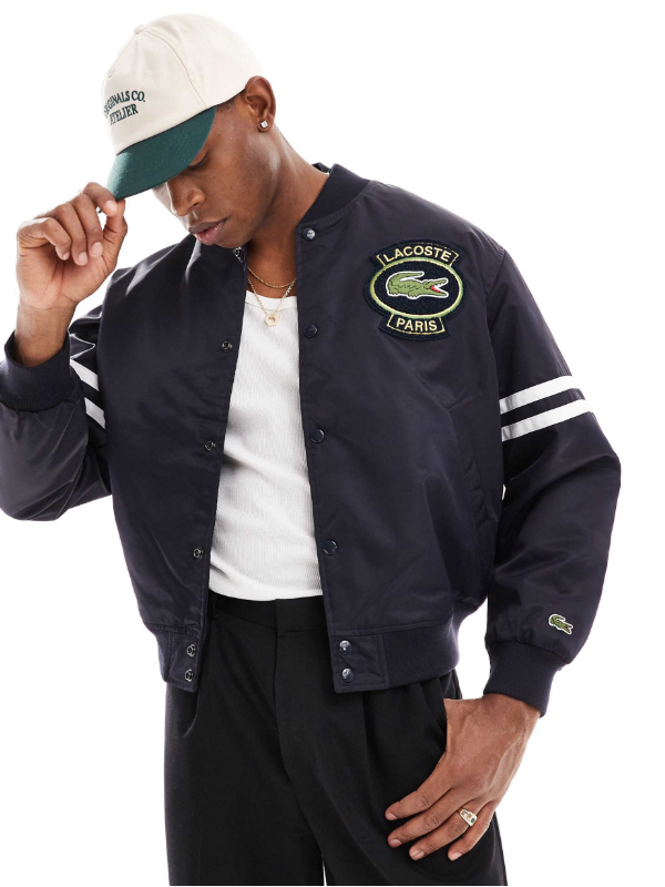 Lacoste unisex varsity jacket with logo in black USA Jackets