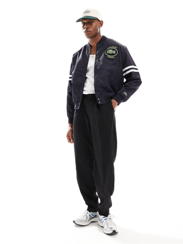 Lacoste unisex varsity jacket with logo in black USA Jackets