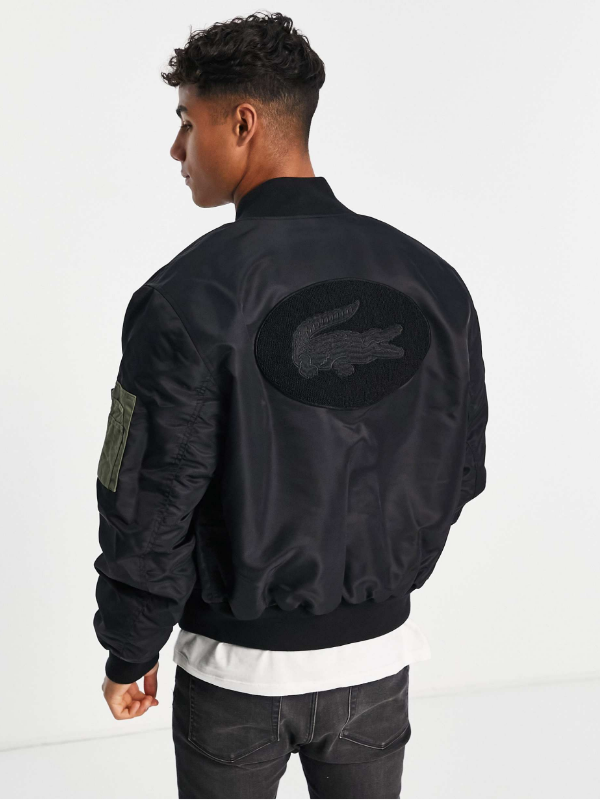 Lacoste oversized bomber jacket in black USA Jackets