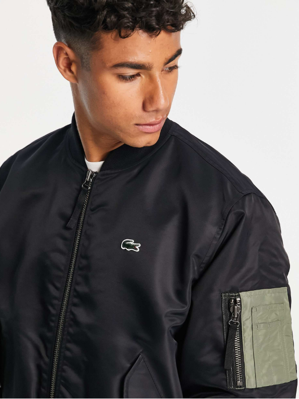 Lacoste oversized bomber jacket in black USA Jackets