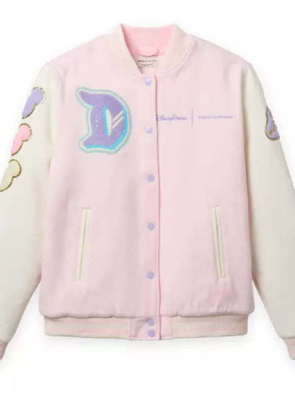 Disneyland Logo Varsity Jacket for Women by Stoney Clover Lane – Pink USA Jackets