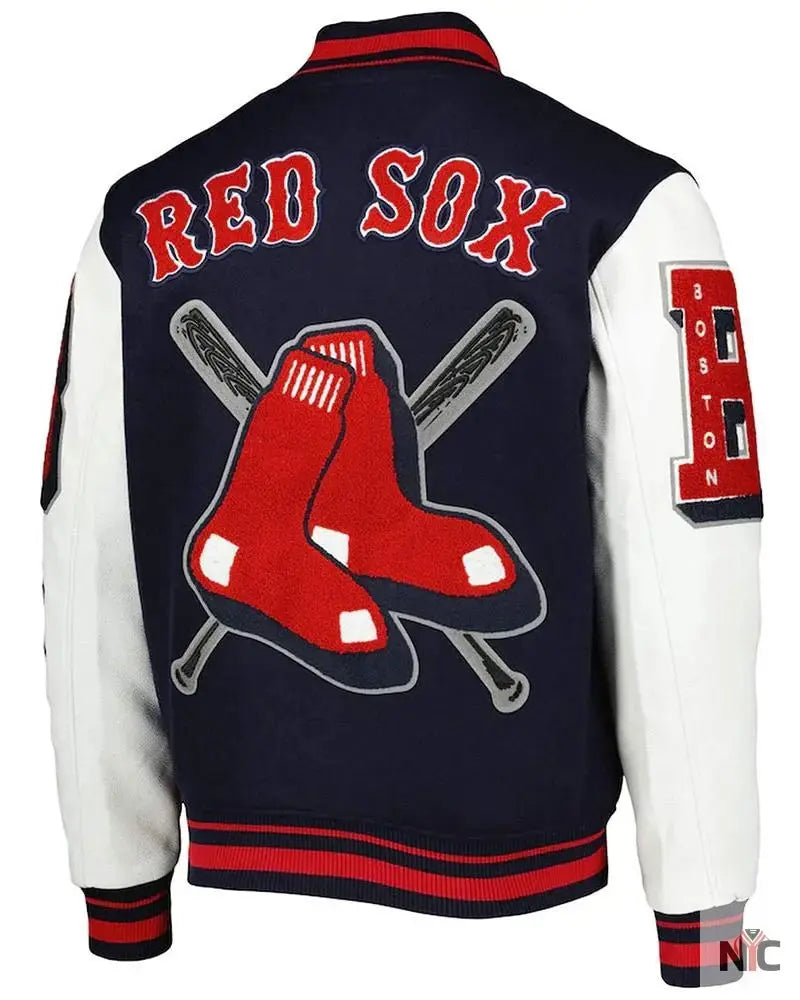 Varsity Boston Red Sox Mash Up Navy Blue and White Jacket USA Jackets
