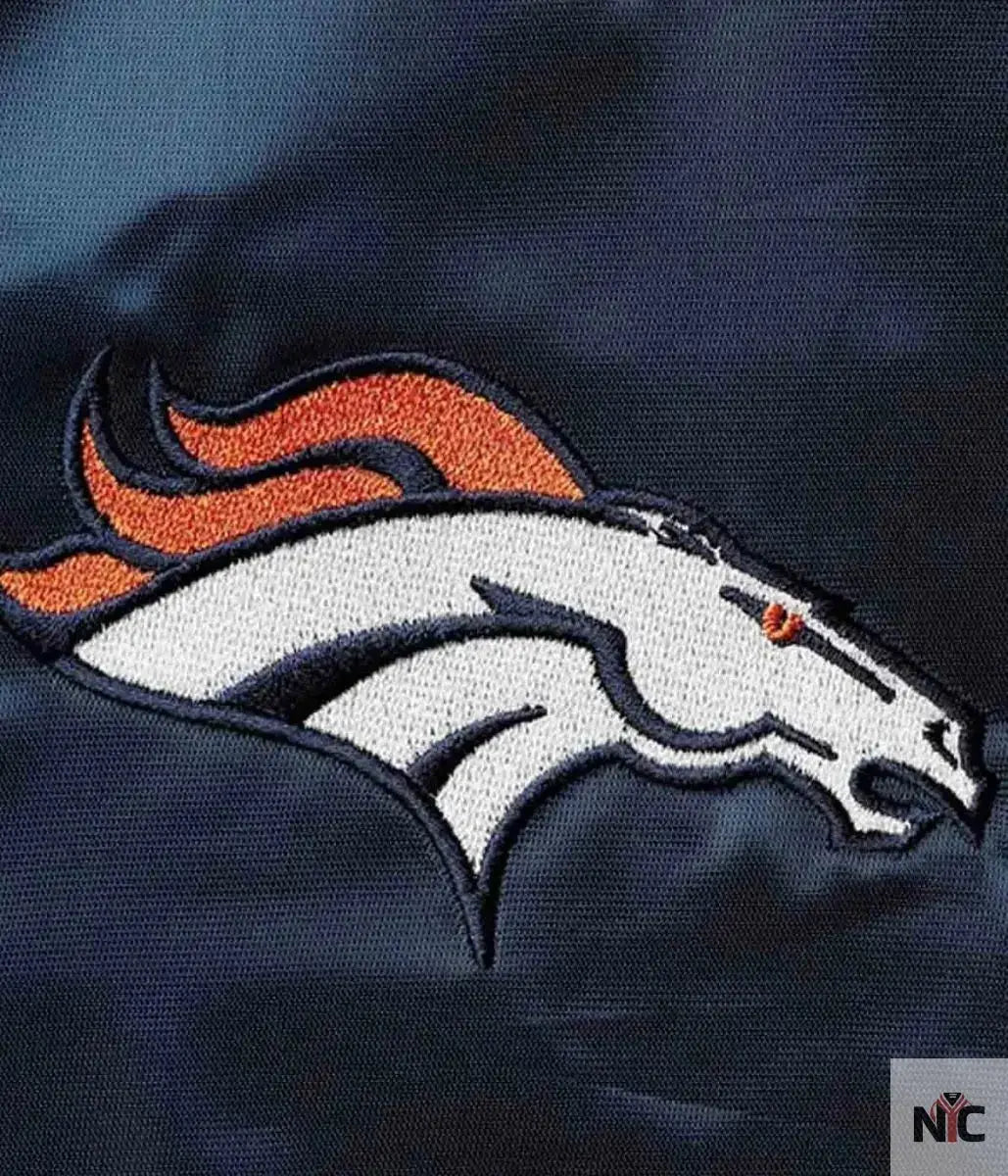 Varsity Denver Broncos Navy Blue Leather Jacket USA Jackets