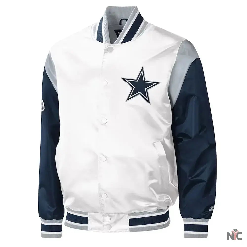 Warm-Up Pitch Dallas Cowboys Varsity Satin Jacket USA Jackets