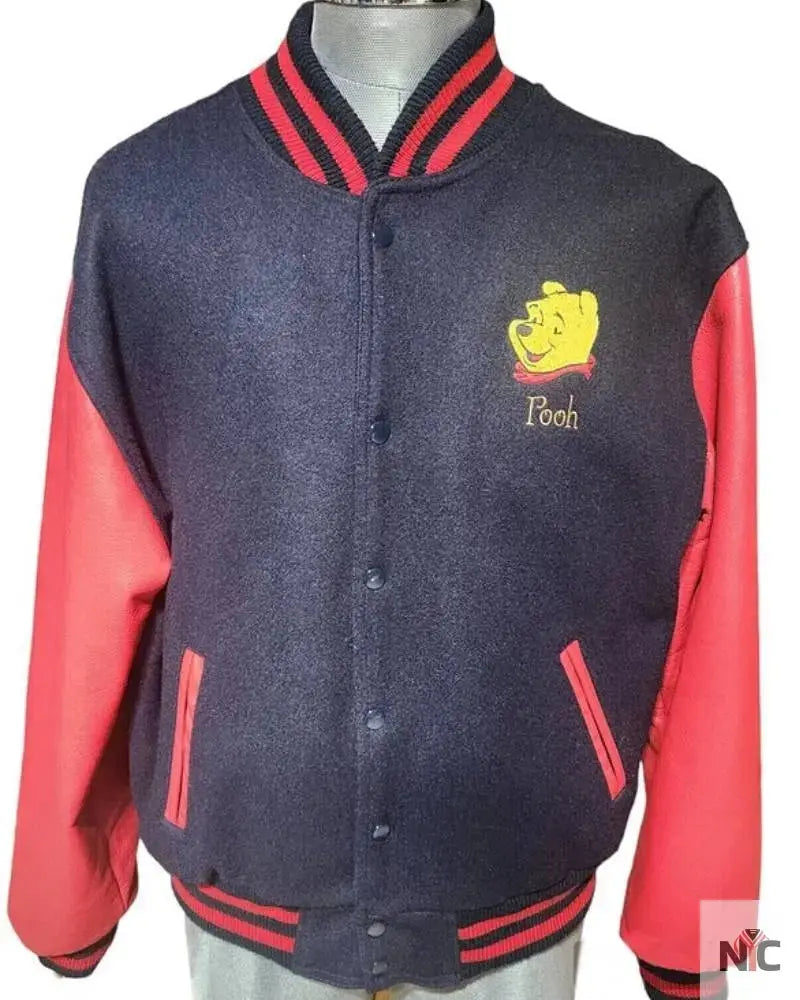 Winnie The Pooh Blue And Red Varsity Jacket USA Jackets