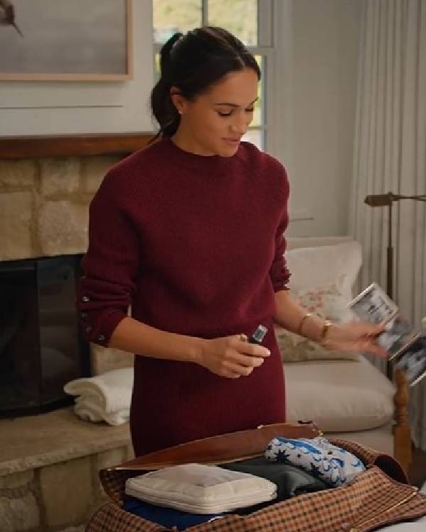 With Love Meghan S02 Meghan Markle Burgundy Jumper USA Jackets