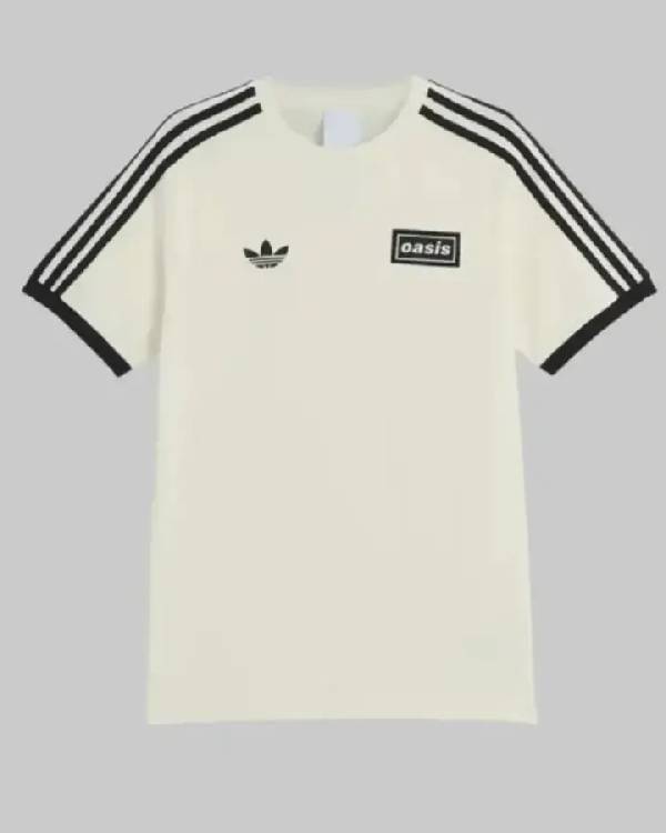 Adidas X Oasis Tour 3 Stripes Cream T-Shirt USA Jackets