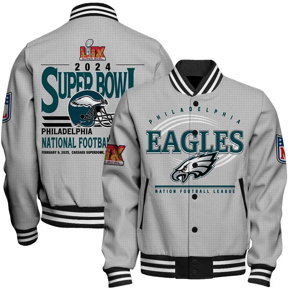 Philadelphia Eagles Super Bowl LIX Glory Varsity Jacket USA Jackets